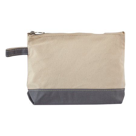 Canvas Makeup Bag Grey with Custom Embroidery