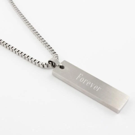 Engraved Rectangular Pendant with Chain