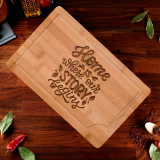 Home is Where our Story Begins Engraved Cutting Board