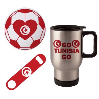Go Tunisia Go Travel Mug with Ornament and Bottle Opener