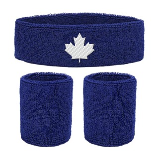 Sport Headband & Wristband Set with Embroidered Maple Leaf
