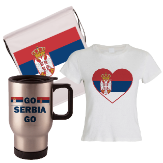 Go Serbia Go Travel Mug, Drawstring Bag, and T-Shirt Set for Her buy at ThingsEngraved Canada
