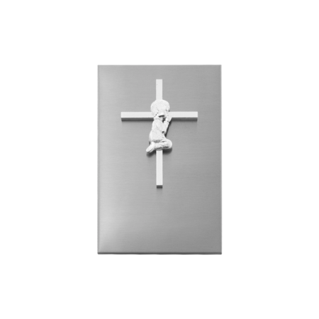 Engravable Stainless Steel Cross Plaque - Boy