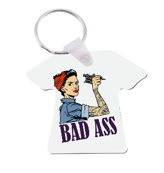 Custom Bad Ass Girl T-shirt Keyring