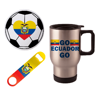 Go Ecuador Go Travel Mug with Ornament and Bottle Opener buy at ThingsEngraved Canada
