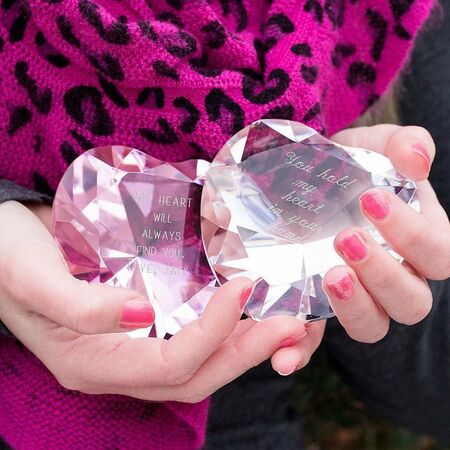 Customized Pink Optic Crystal Heart