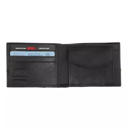 Personalized Men's Sporty Leather RFID Wallet Black and Grey