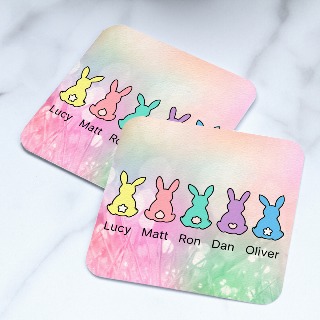 Easter Coaster with Five Bunnies buy at ThingsEngraved Canada