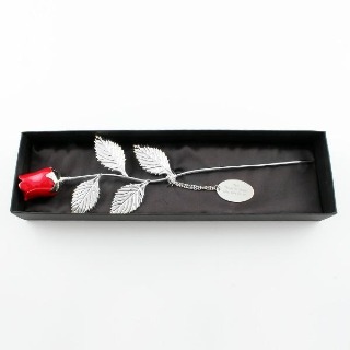 Silver Plated Red Rose with Custom Engraved Tag - Bloomex VIP buy at ThingsEngraved Canada