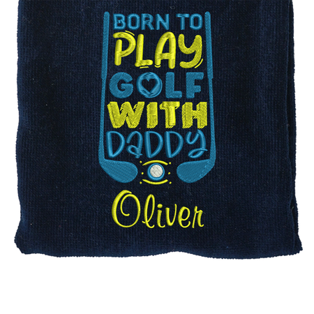 Embroidered Tri-fold Golf Towel - Navy Blue