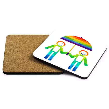 Pride Collection Set of 4 Coasters for a Gay Couple