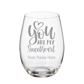 Custom Engraved My Sweetheart Stemless Wine Glass buy at ThingsEngraved Canada