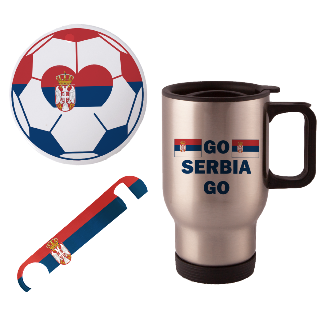 Go Serbia Go Travel Mug with Ornament and Bottle Opener