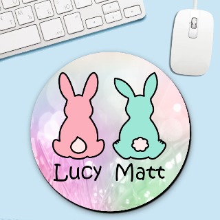 Circle Mouse Pad with Two Bunnies buy at ThingsEngraved Canada