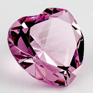 Customized Pink Optic Crystal Heart buy at ThingsEngraved Canada