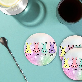 Round Coaster with Four Bunnies