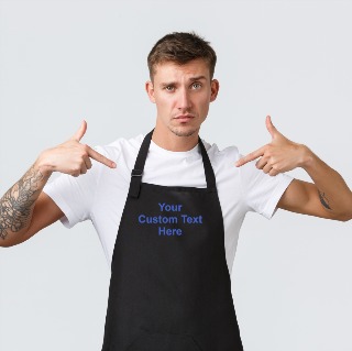 Adult Apron BLACK Polyester 22"x34" with personalization