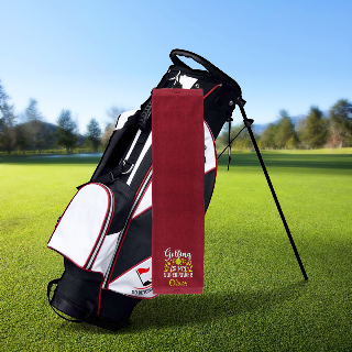 Golf Towel with Custom Embroidery - Burgundy buy at ThingsEngraved Canada