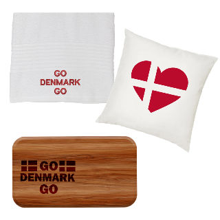 Go Denmark Go Towel, Pillow, and Cutting Board Set buy at ThingsEngraved Canada