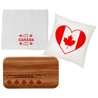 Go Canada Go Towel, Pillow, and Cutting Board Set buy at ThingsEngraved Canada
