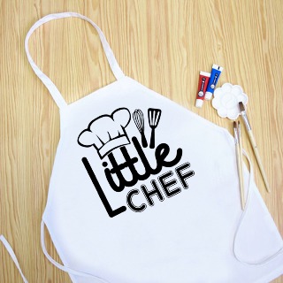 Little Chef 2 Youth Apron WHITE Polyester 18.5"x24"