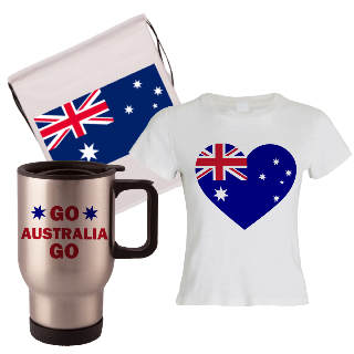 Go Australia Go Travel Mug, Drawstring Bag, and T-Shirt Set for Her buy at ThingsEngraved Canada