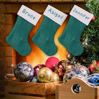 Personalized Christmas Stockings - Traditional Aqua - Set of 3 buy at ThingsEngraved Canada