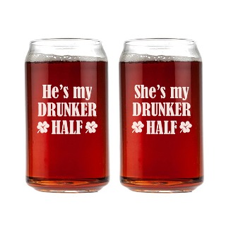 Set of 2 Personalized Glass Beer Cans 16oz