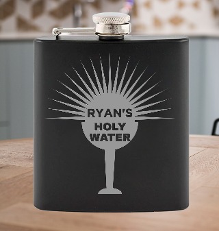 Holy Water Black Painted Stainless Steel Flask buy at ThingsEngraved Canada
