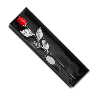 Silver Plated Red Rose with Custom Engraved Tag buy at ThingsEngraved Canada