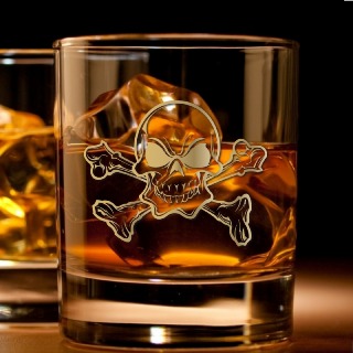 Heavy Base Rocks Glass 11oz with Gold Skull with Custom Engraving buy at ThingsEngraved Canada