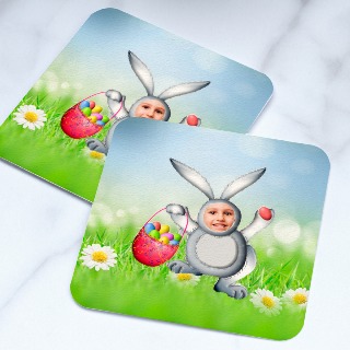 Grey Bunny Custom Coaster