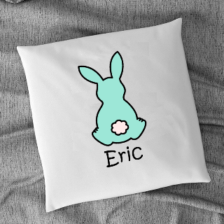 Easter Bunny Square Cushion with Filling (Teal) buy at ThingsEngraved Canada
