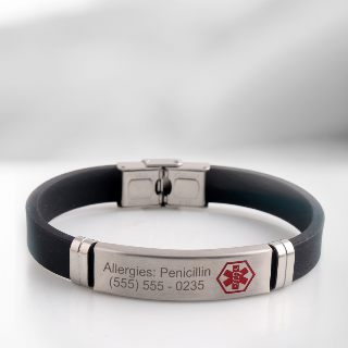 Rubber Medical Alert with Custom Engraving