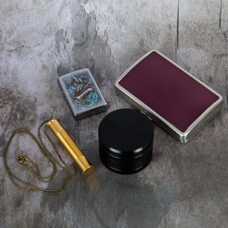 Black Grinder Gift Set with Purple SS Cigarette Case.