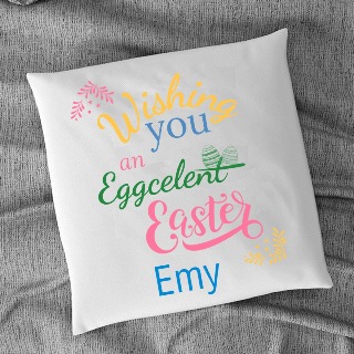 Eggcelent Easter Square Cushion with Filling buy at ThingsEngraved Canada