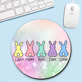 Circle Mouse Pad with Five Bunnies buy at ThingsEngraved Canada