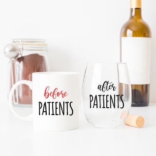 Before Patients, After Patients 15oz Mug and Stemless Wine Glass Set