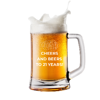 Custom Cheers to 21 Beer Mug buy at ThingsEngraved Canada