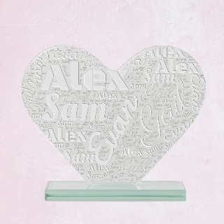 Personalized Word Cloud Glass Heart Shaped Award