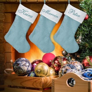 Personalized Christmas Stockings - Ice Blue Set of 3