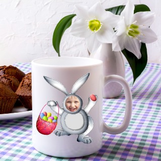Grey Bunny Custom Photo Ceramic Mug 15 oz