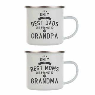 Grandparents Baby Announcement Enamel Mugs Set