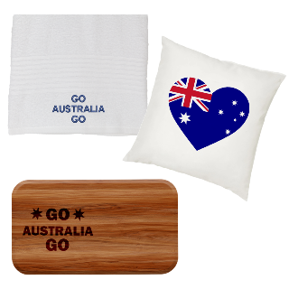 Go Australia Go Towel, Pillow, and Cutting Board Set buy at ThingsEngraved Canada
