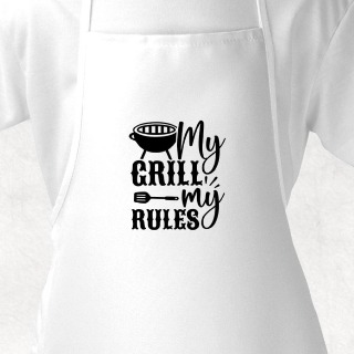 My Grill, My Rules White Adult Apron