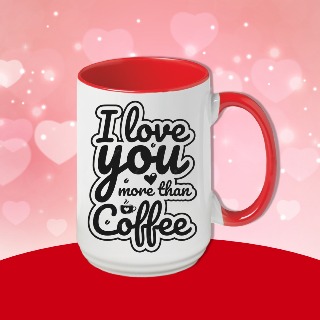 Ceramic Coffee Mug 15oz - I Love you more than coffee