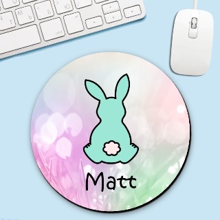 Circle Mouse Pad with One Bunny - Teal buy at ThingsEngraved Canada