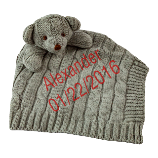 Custom Bear Security Blanket - Grey