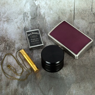 Black Grinder Gift Set with Purple SS Cigarette Case. buy at ThingsEngraved Canada