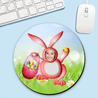 Pink Easter Bunny Circle Mouse Pad buy at ThingsEngraved Canada